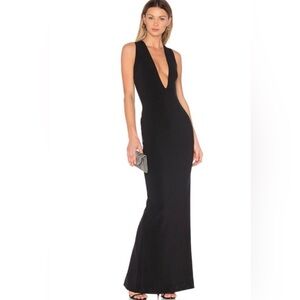 NWT Solace London Black Grace Deep V Neck Dress Sleeveless Gown US size 4